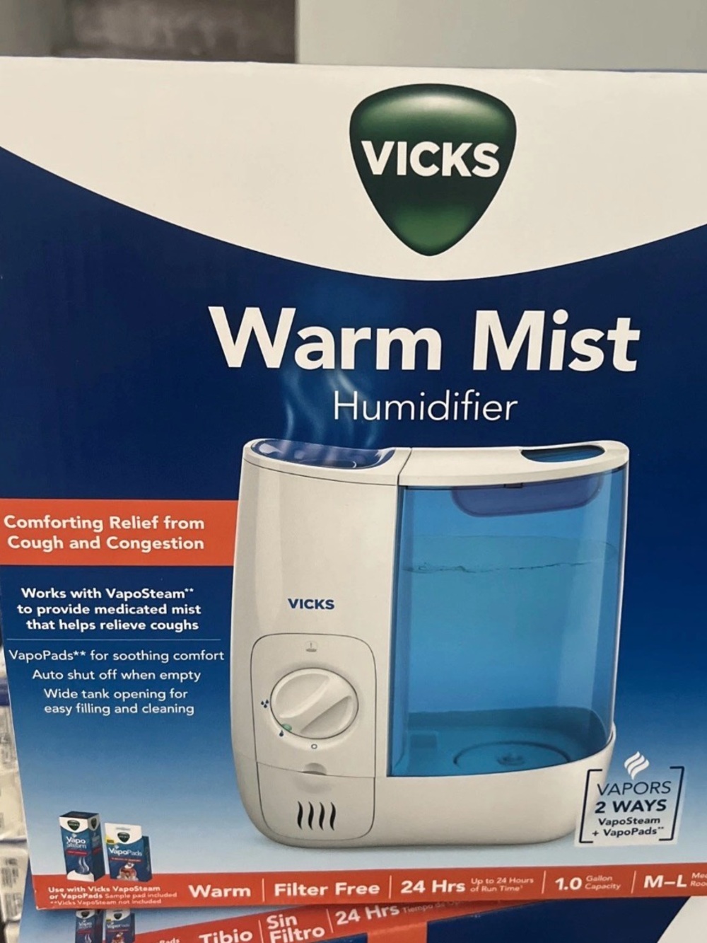 Vicks Warm Mist Humidifier in Blue
